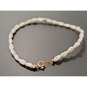 Vintage 14k Yellow Gold F Pearl Gold Beads Hand Strung‎ Bead Bracelet Wrist